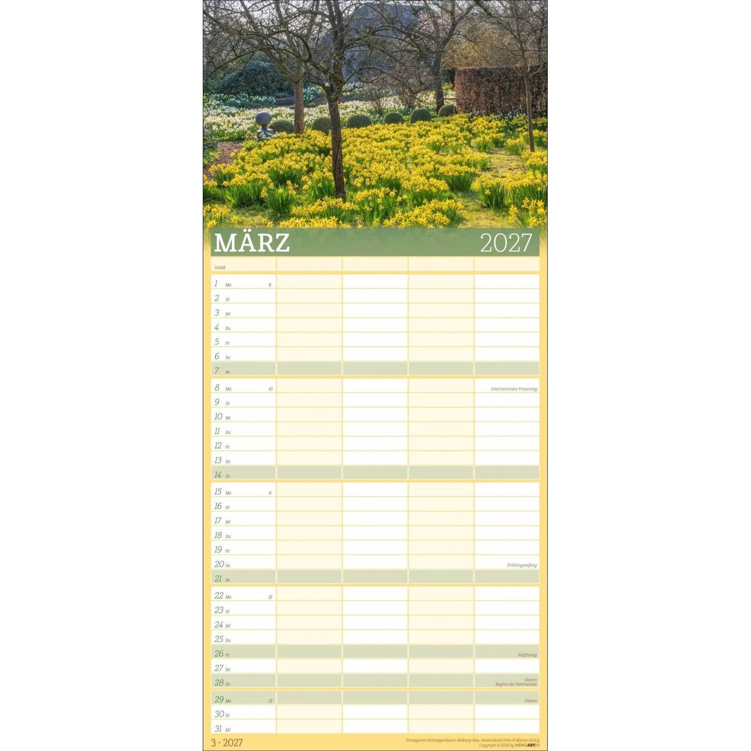 Wandkalender Garten Familienplaner 2027 – Bild 5 von 5
