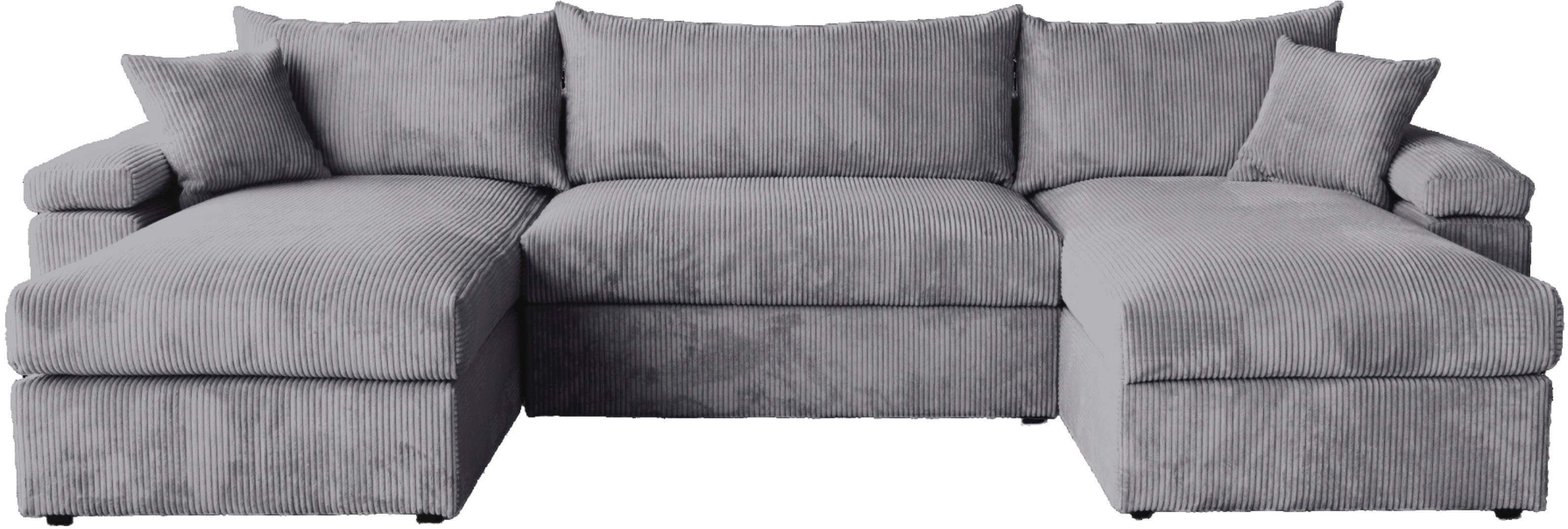 OTTO home Wohnlandschaft Cosy U-Form, B: 309 cm, XXL-Wohnlandschaft mit Federkern, 2 Zierkissen, Mega-Sofa, Cord oder Struktur weich, Kaltschaumauflage