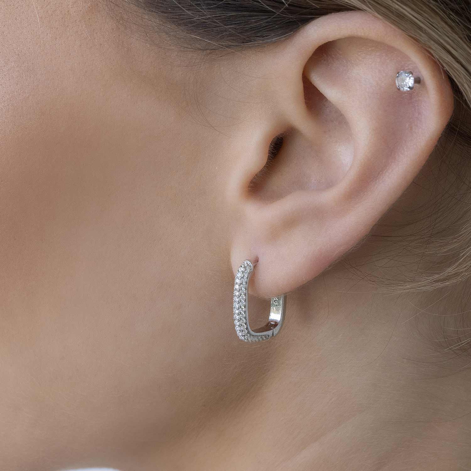 Materia Paar Creolen Damen Silber Zirkonia Klappcreolen eckig SO-482, 925 S günstig online kaufen