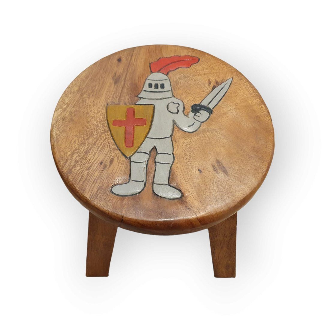 Kinaree Kinderhocker Kinder Hocker Ritter, Akazie Massivholz, ca. 25 × 25 × 25 cm (1 St)