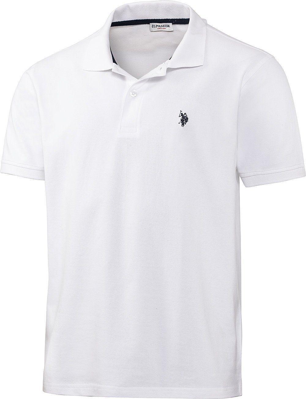 U.S. Polo Assn Poloshirt schöne Piqué-Struktur und Logo-Stick im Kontrastton weiß