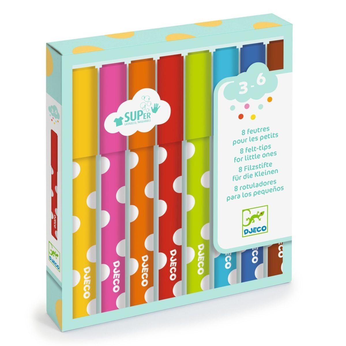 DJECO Filzstift 8 dicke Filzstifte ca. 13 cm lang Buntstifte