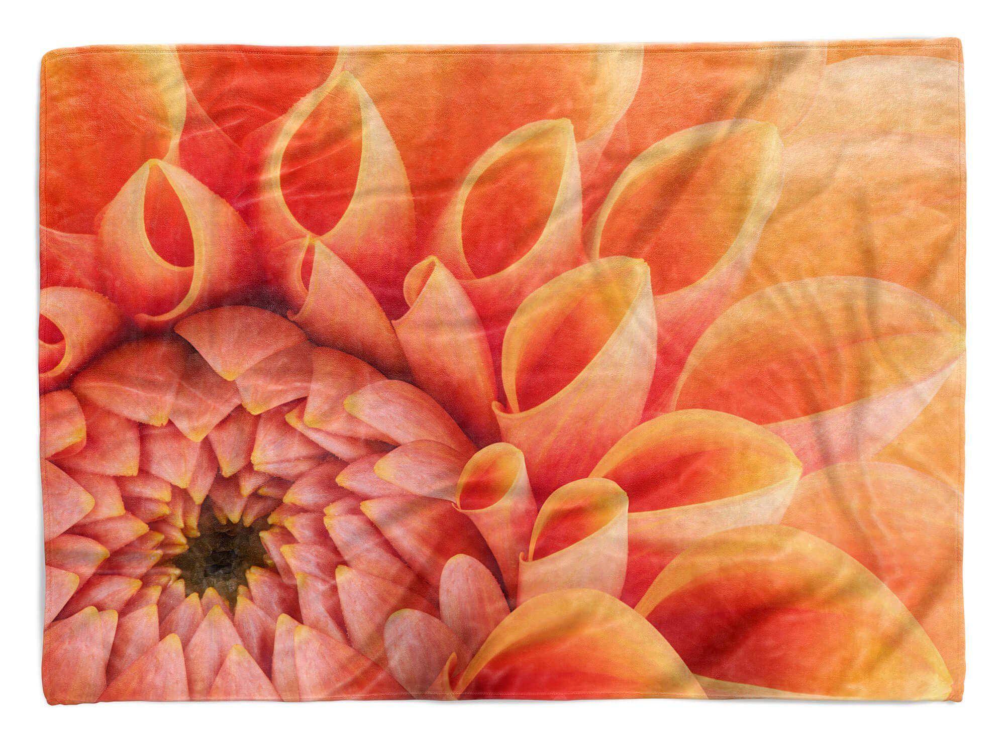 Sinus Art Handtücher Baumwolle-Polyester-Mix Blüte, Saunatuch Fotomotiv Strandhandtuch Blume (1-St), Dahlie Handtuch Kuscheldecke mit Handtuch