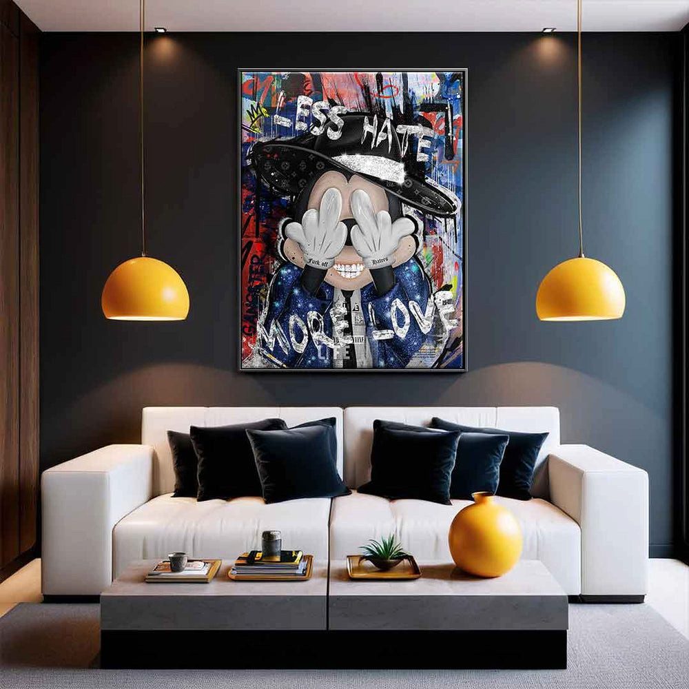 DOTCOMCANVAS® Leinwandbild Less Hate, Leinwandbild Less Hate Comic Cartoon Wandbild Kunstdruck