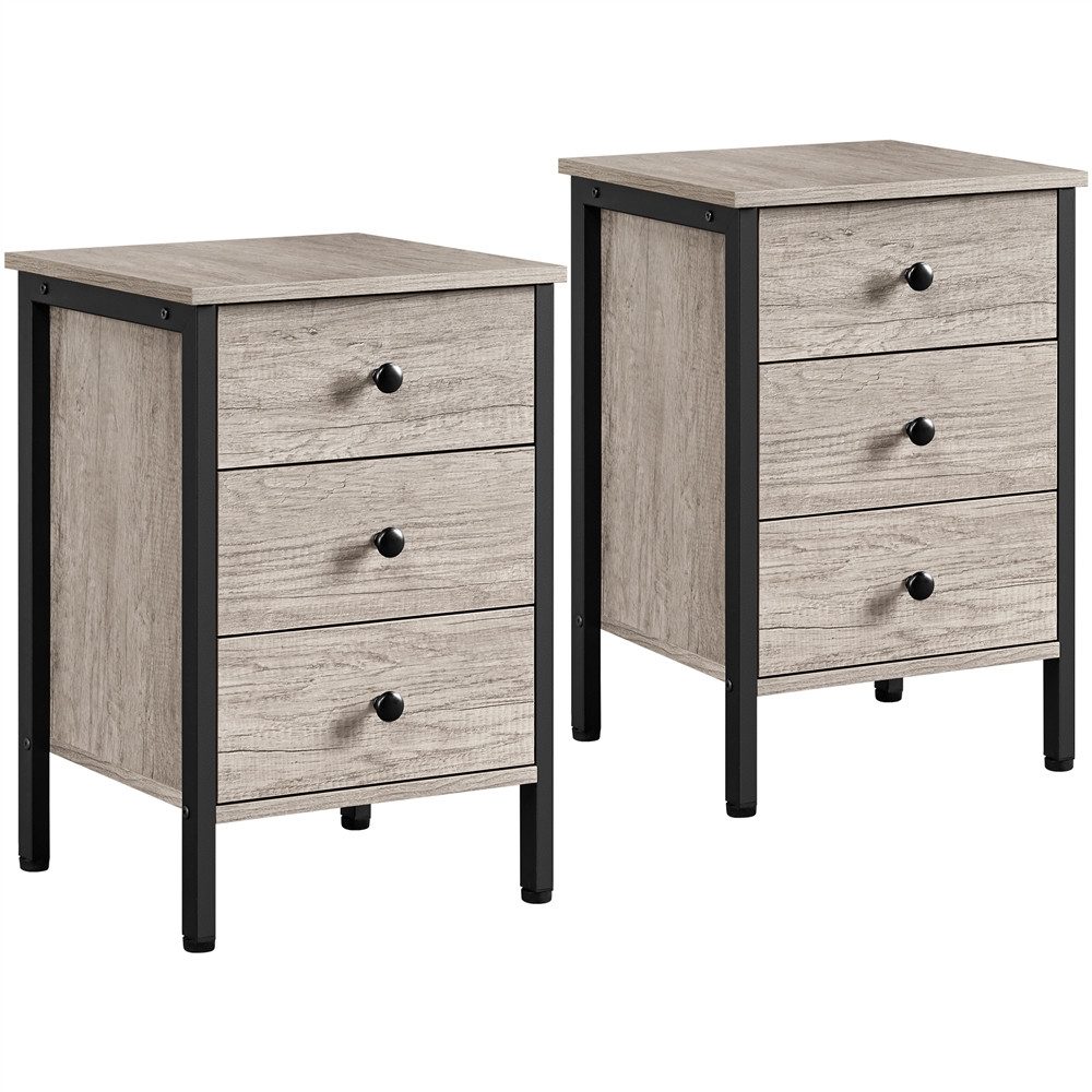 Yaheetech Nachttisch Beistelltisch mit 3 Schubladen (2-St), Nachtschrank Na günstig online kaufen
