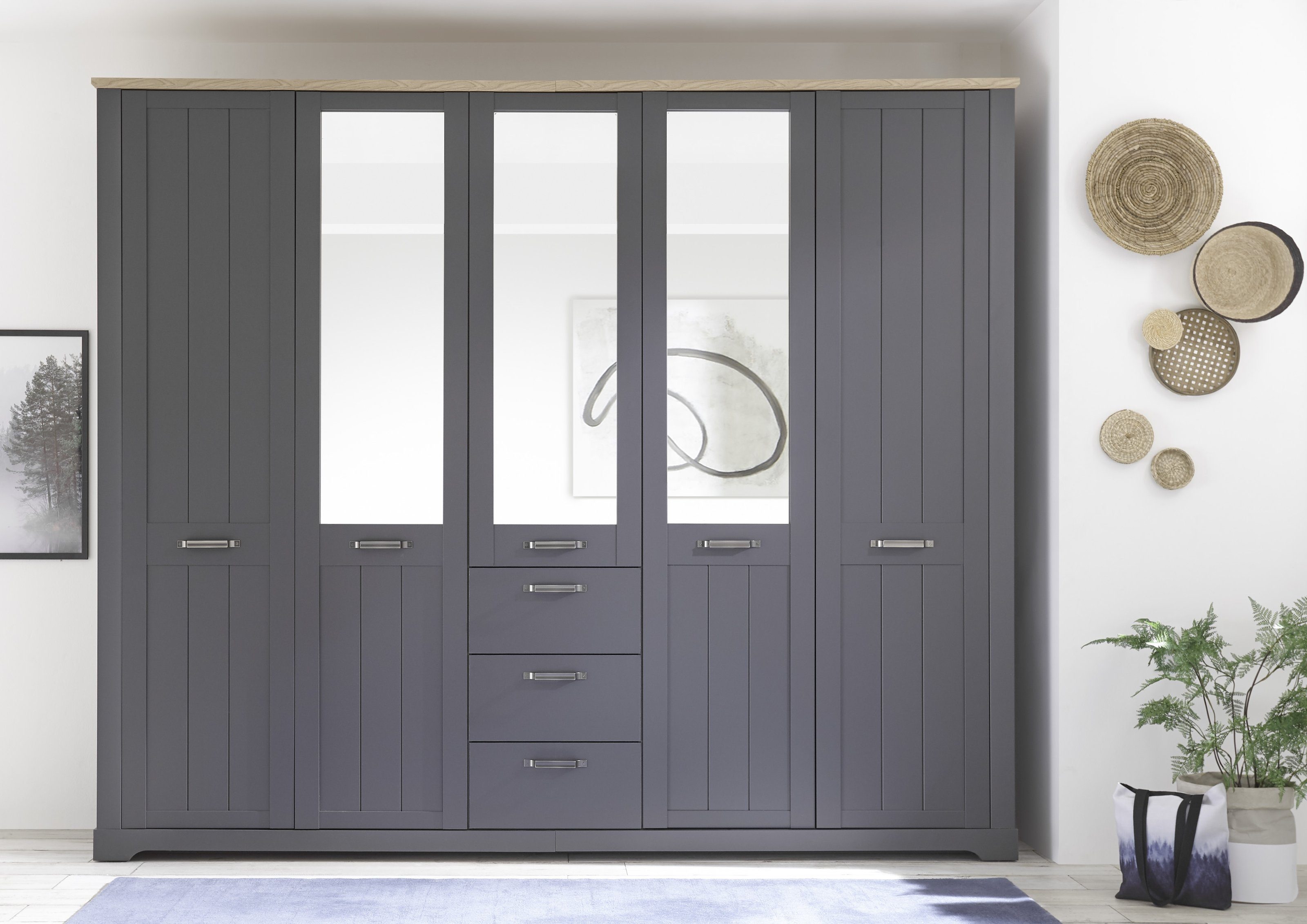 möbelando Drehtürenschrank Edda 266 x 226 x 59 cm (B/H/T)