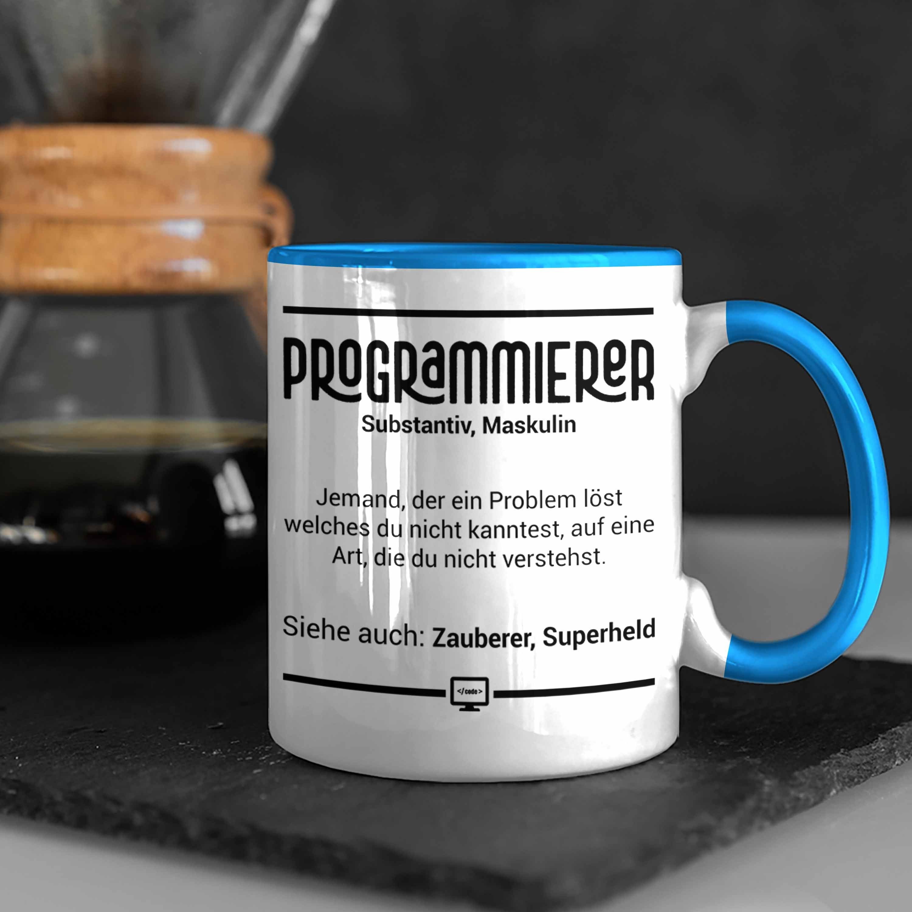 Nerds Coder Tasse Trendation Softwareentwickler Tasse für Geschenk Gesch Blau Programmierer
