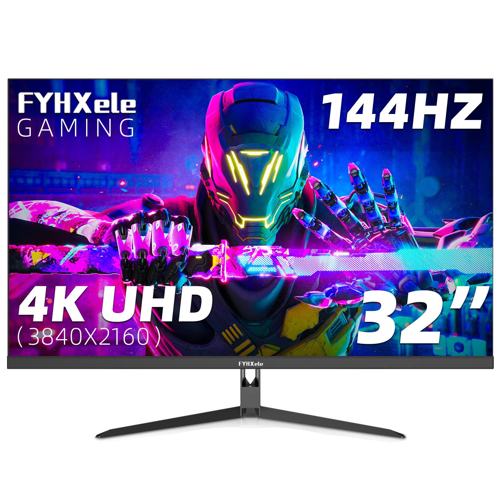 FYHXele FY32UH Gaming-LED-Monitor (88 cm/32 ", 3840 x 2160 px, 4K Ultra HD, 1 ms Reaktionszeit, 144 Hz, IPS-LED, 1ms (MPRT), RGB, integrierter Lautsprecher)