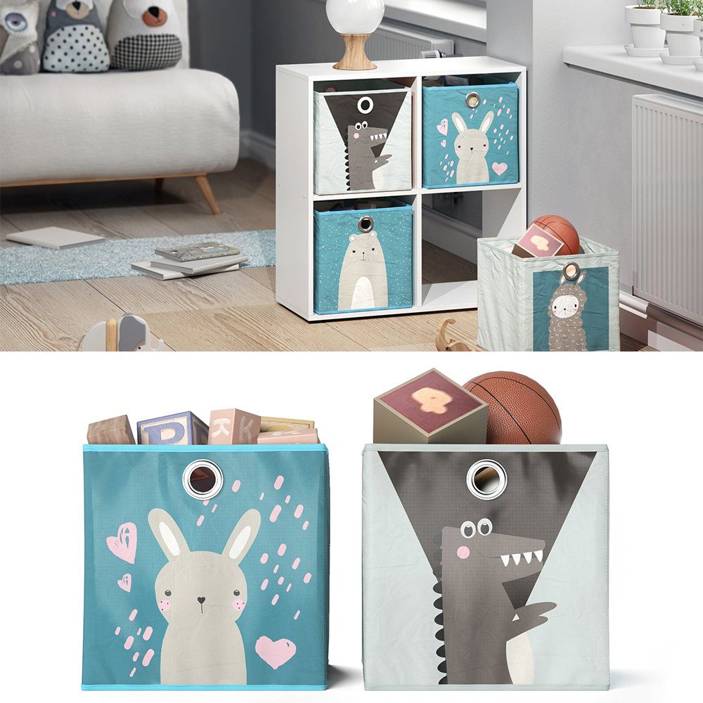 Vicco Faltbox, Blau/Grau, 30 x 30 cm 2er Set (2 St)