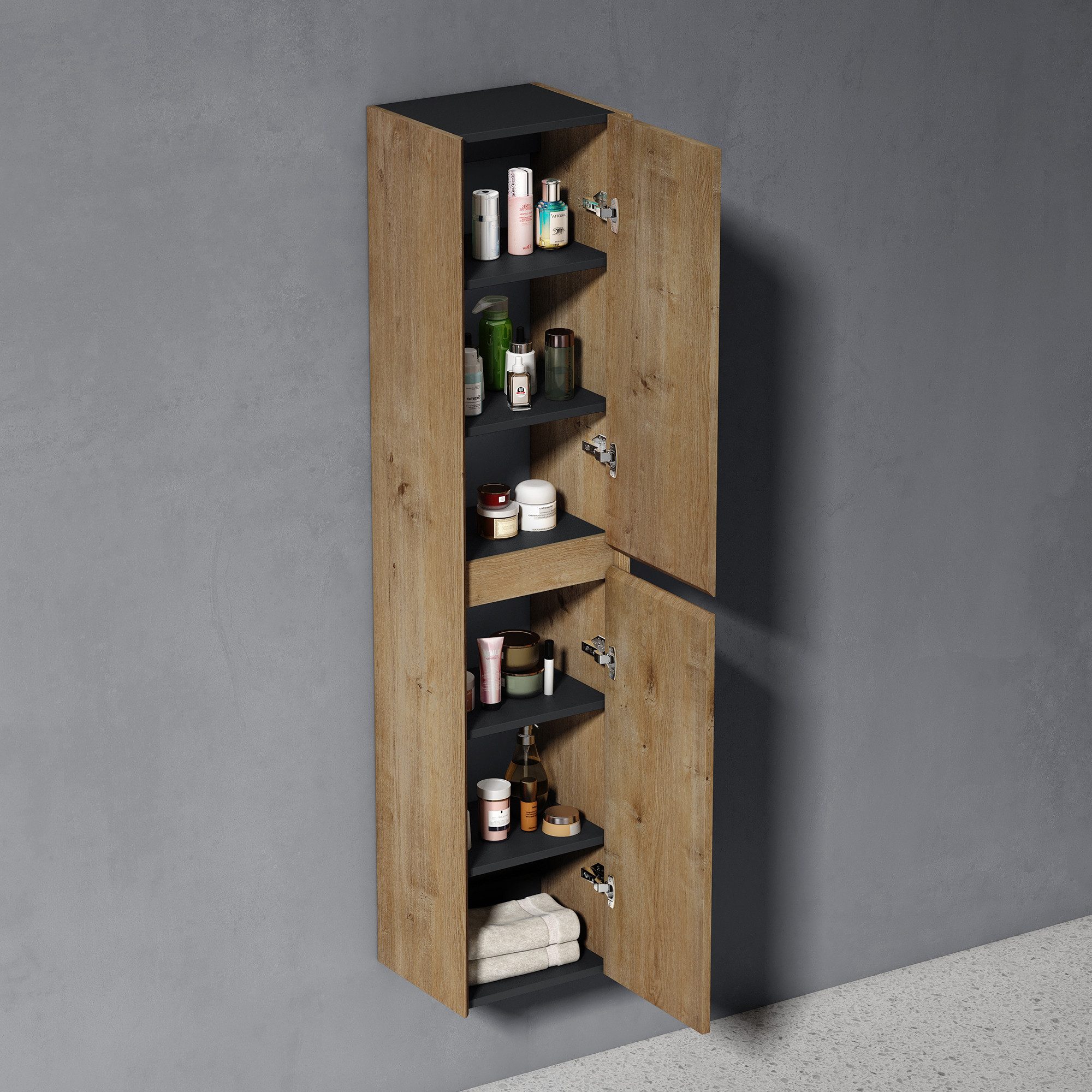 doporro Seitenschrank Badschrank Schmal Hochschrank Badezimmer Rimo – Bild 3 von 5