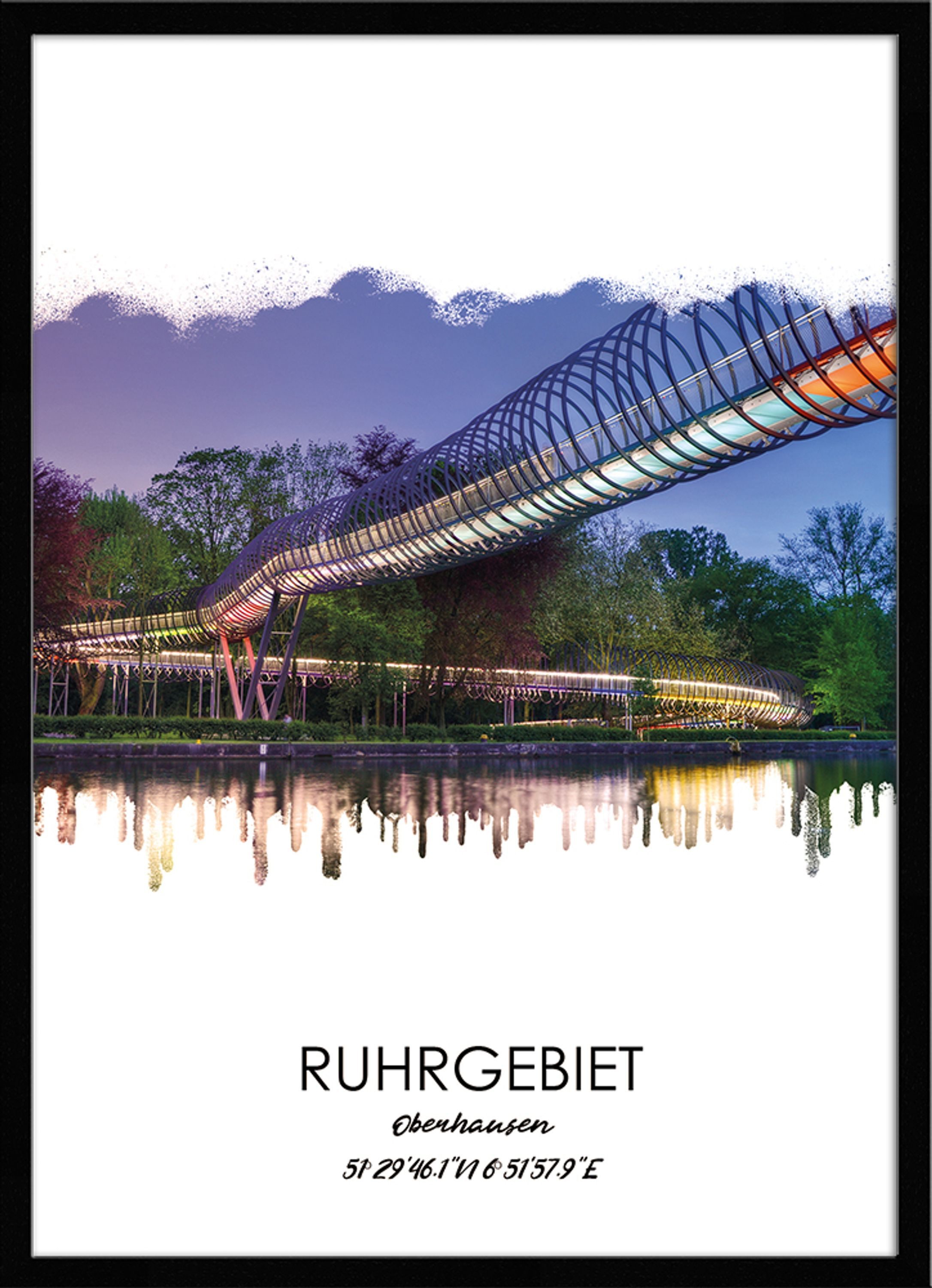 artissimo Bild mit Rahmen Gerahmtes Poster 50x70 cm / Wandbild modern / Wanddeko skandinavisch, Ruhrgebiets-Städte: Oberhausen