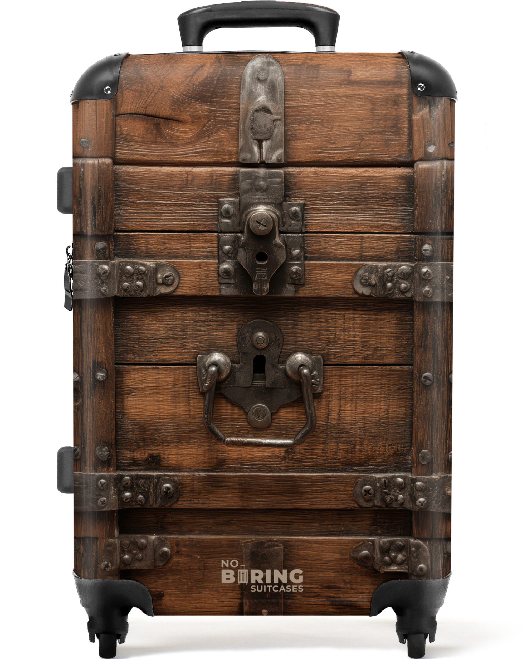 NoBoringSuitcases.com© Hartschalen-Trolley Verschlossene Holzkiste mit Meta günstig online kaufen