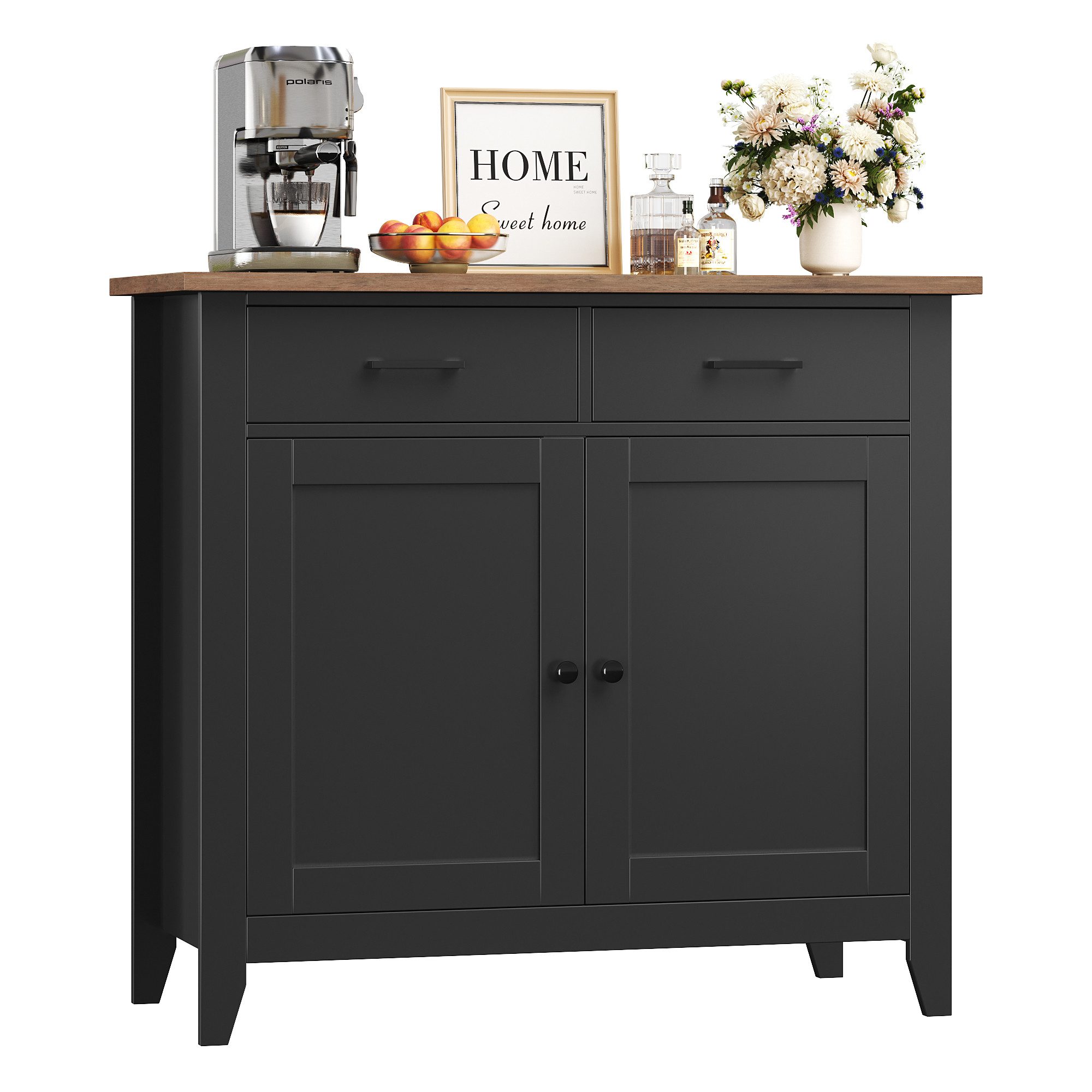 HOMECHO Buffet Sideboard Weiß Küchenschrank mit 2 Schubladen 2 Türen günstig online kaufen