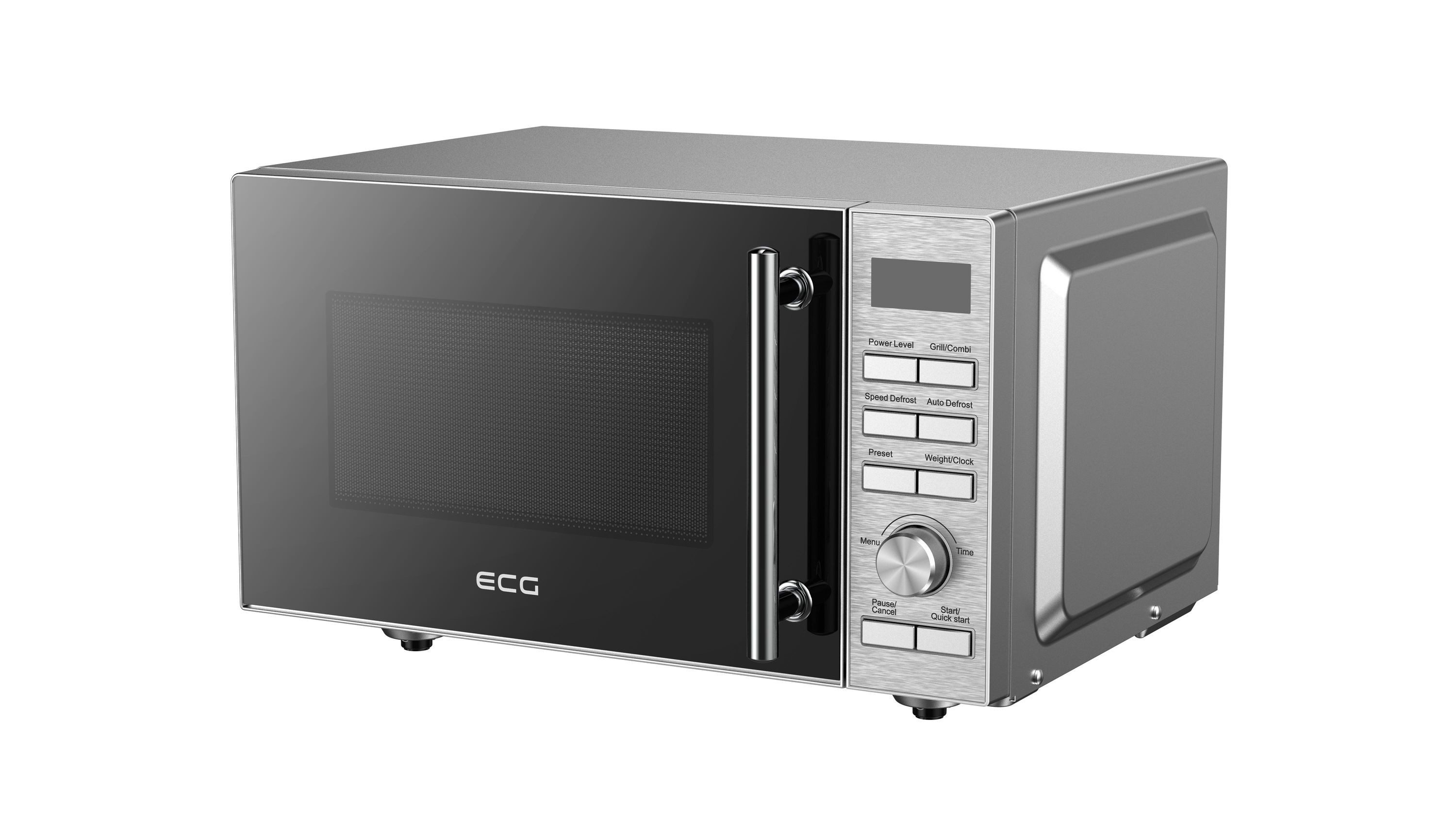 ECG Mikrowelle MTD 2083 FGS, Flachbett mit Grillfunktion, 20L, Silber, einfache Reinigung