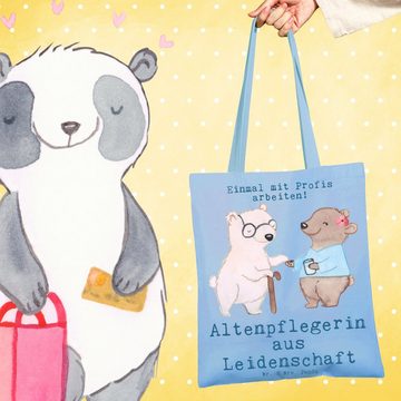 Mr. & Mrs. Panda Tragetasche Altenpflegerin Leidenschaft - Sky Blue - Geschenk, Stoffbeutel, Beute (1-tlg), Lange Tragegriffe