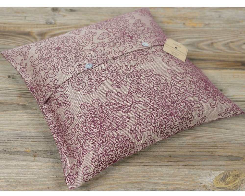 Kissenbezüge Kissenhülle Knöpfe CLEO Blüten Paisley violett 40x40 cm, matches21 HOME & HOBBY (1 Stück) | Kissenbezüge