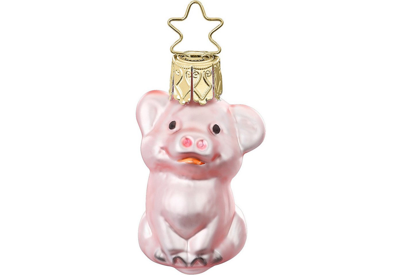 INGE-GLAS® Christbaumschmuck, Christbaumschmuck Anhänger Glas Schwein 5,5cm Rosa
