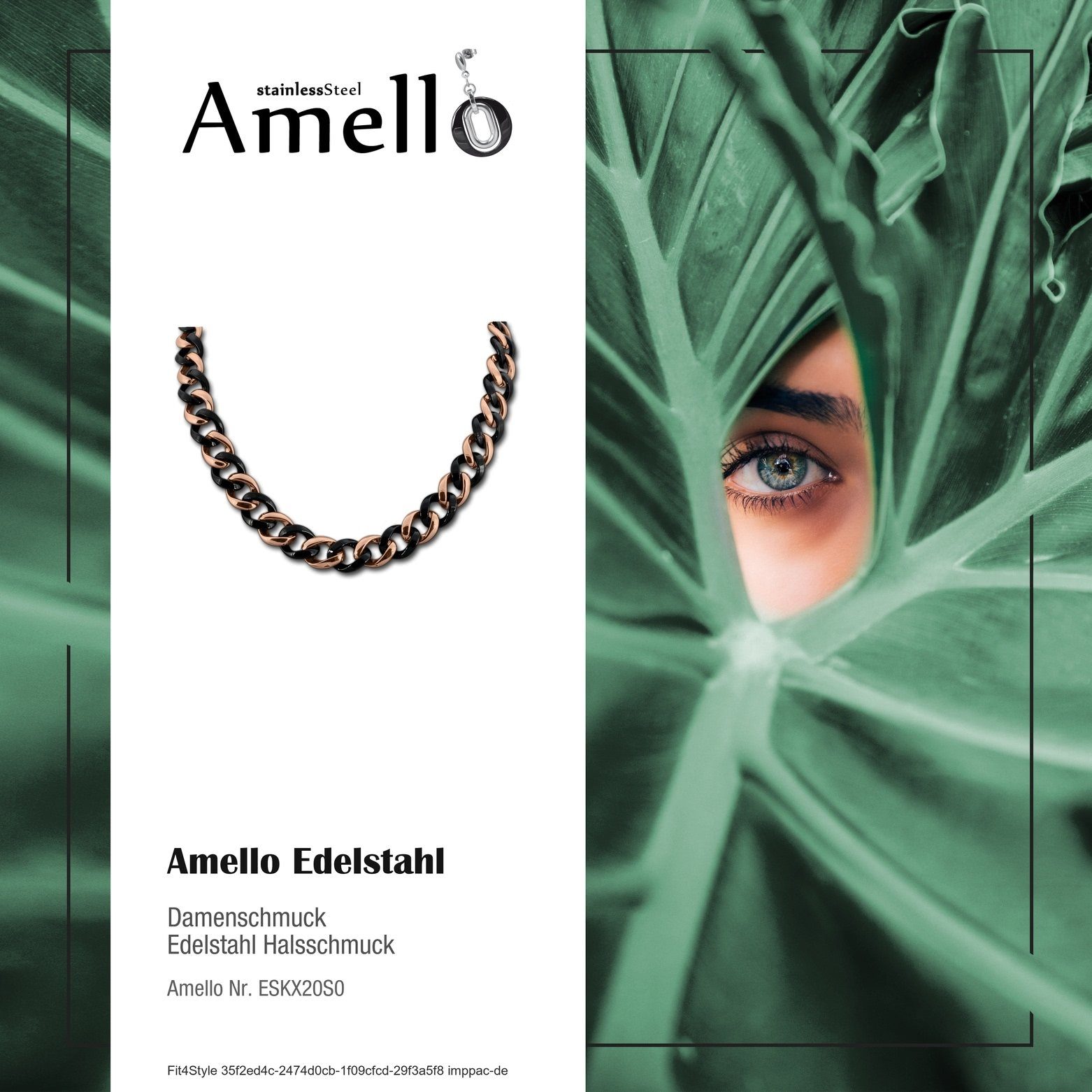 Amello Edelstahlkette Amello Panzer Halskette schwarz 50cm (Halsketten, Hal günstig online kaufen