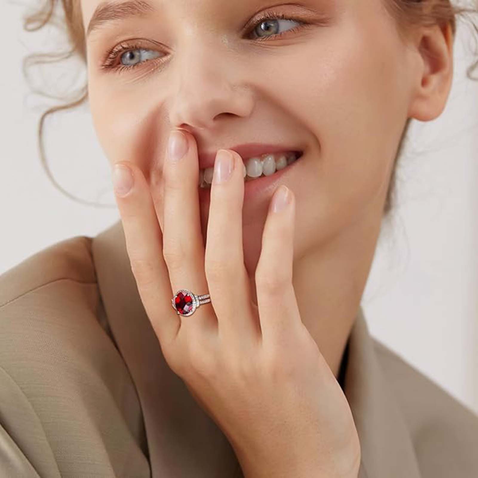 Jumpeak Diamantring 5,5ct Rubin/Saphir/Smaragd Ring,Diamantring 585 Gold, Verlobungsring, Diamond,Ring WeiBgold Damen,Ring mit Stein,Eheringe,Geschenk für Frau