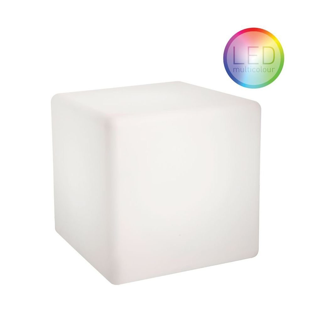 Moree Stehlampe Akku LED Sitzwürfel Transluzent IP54 Weiß, mit Cube Farbwechsel