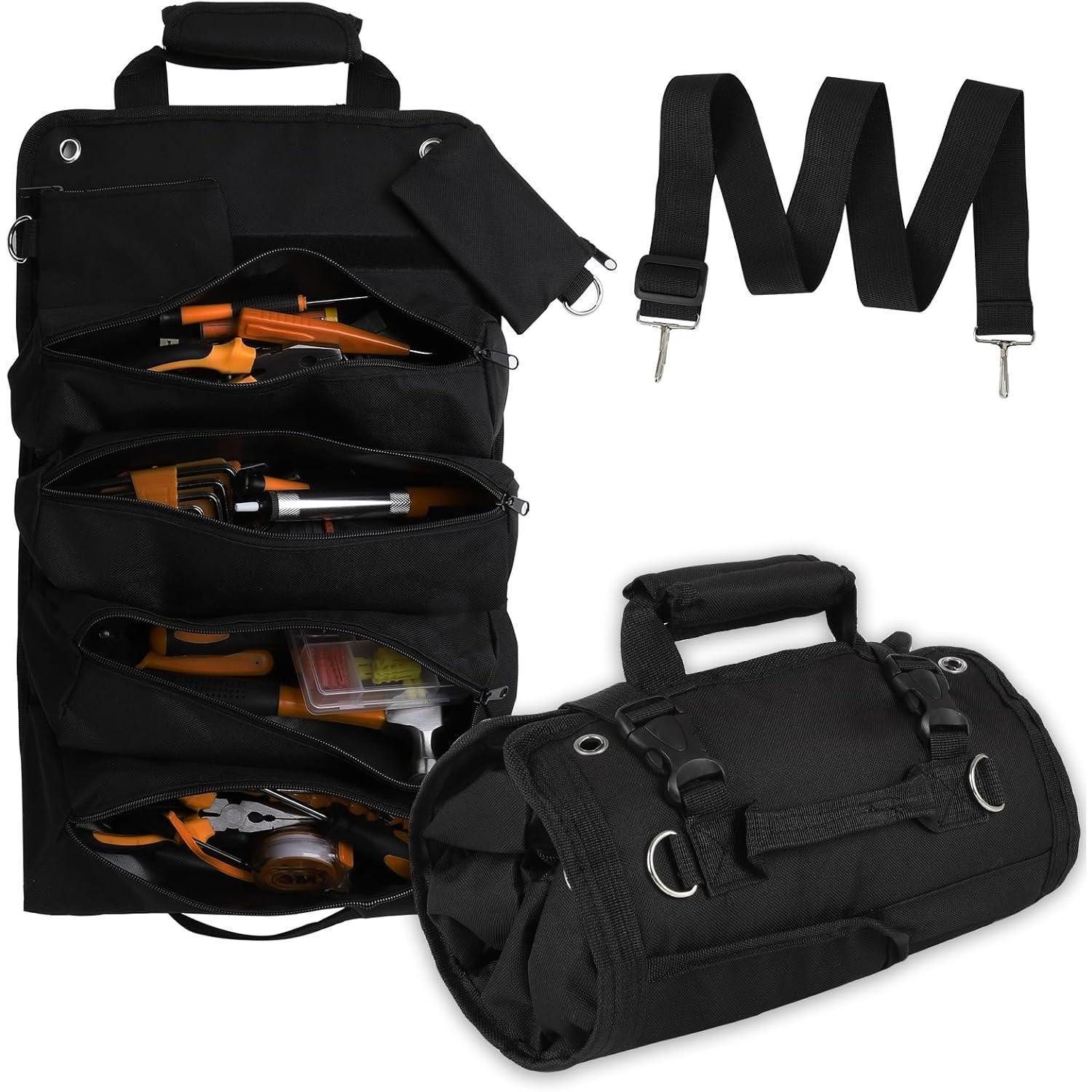 LuxusKollektion Werkzeugtasche Werkzeug Organizer Tasche faltbar aufrollbar 2 Taschen Schwarz