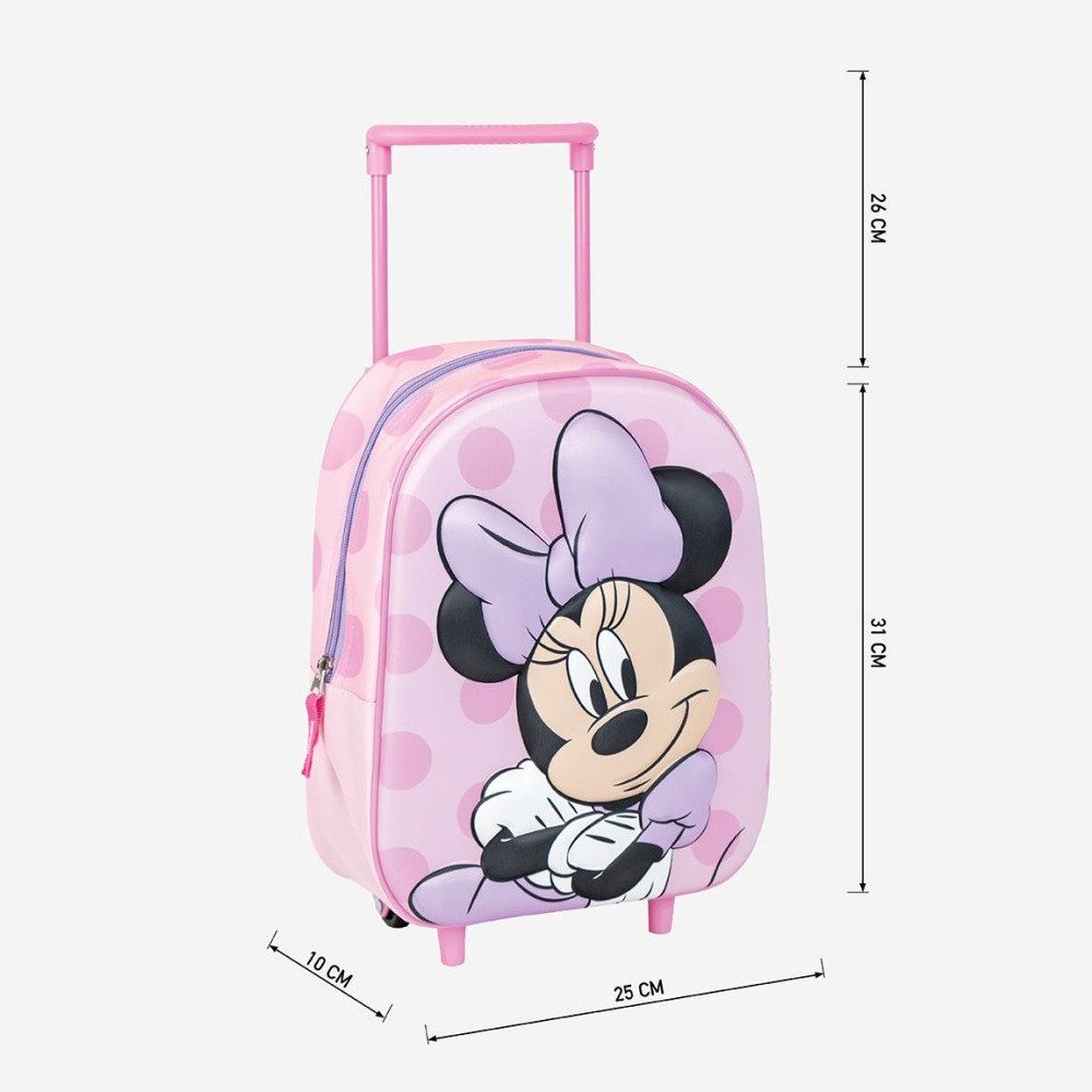 Kinderkoffer Cerdá: MINNIE MAUS Kinder Trolley 3D, Pink - in Rucksack Optik