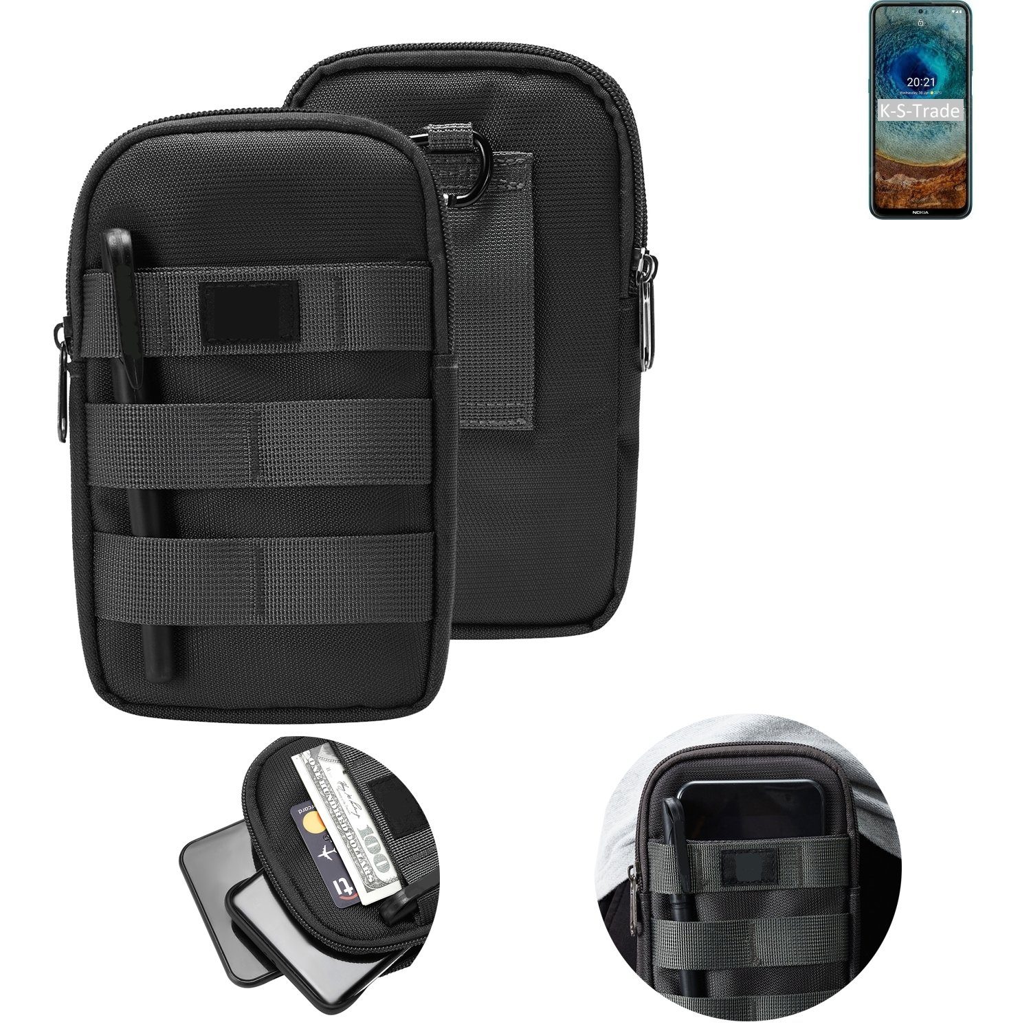 K-S-Trade Handyhülle für Nokia X10, Holster Gürtel Tasche Handy Tasche Schutz Hülle dunkel-grau viele