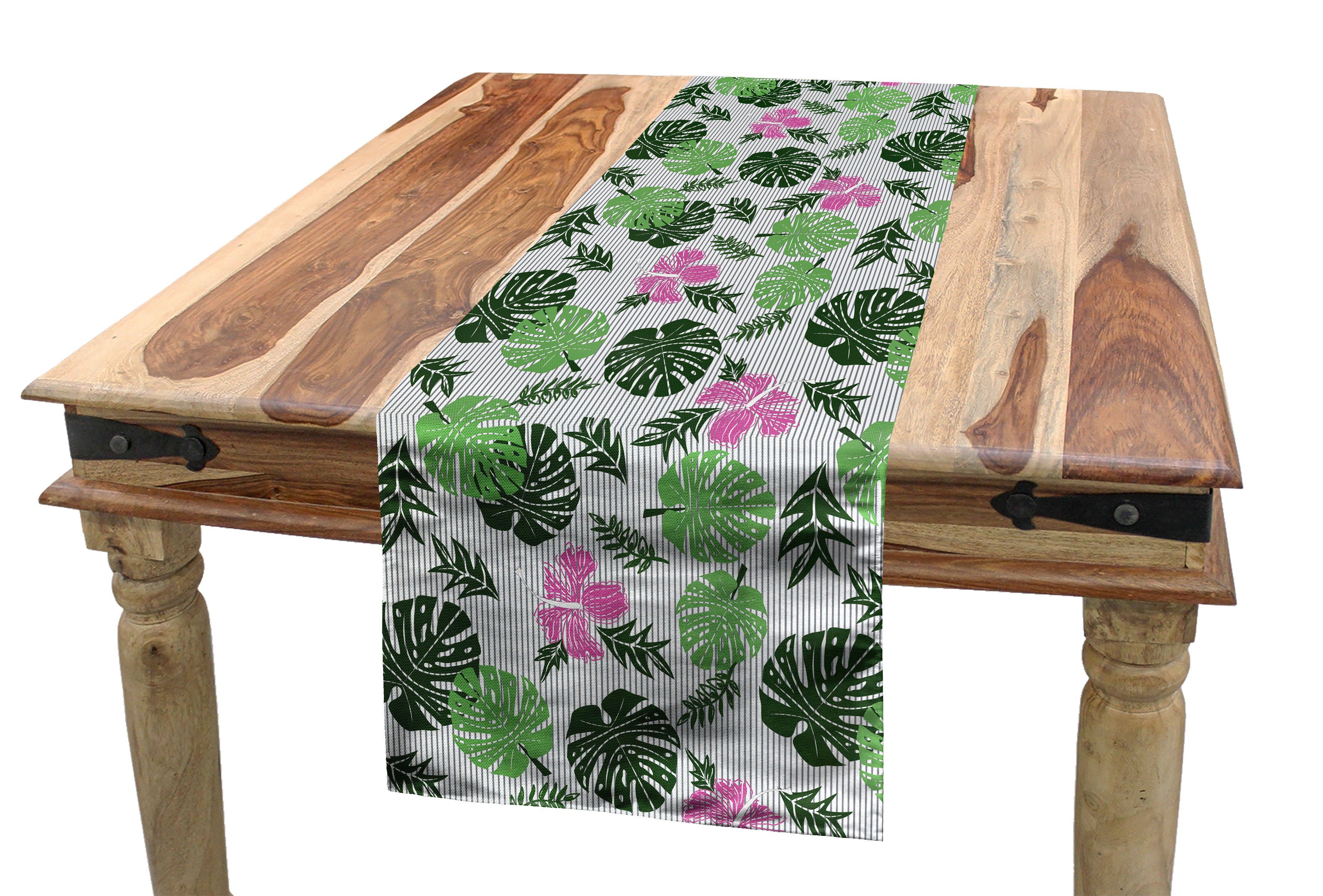 Tischläufer Tropisch Exotische Tischläufer, Esszimmer Belaubt Abakuhaus Rechteckiger Botanik Dekorativer Sommer Küche
