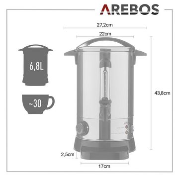 Arebos Einkoch- und Glühweinautomat 6,8 L, Überhitzungsschutz, Temperatureinstellung 30-110°C, 3 Farben, 950,00 W, Überhitzungsschutz