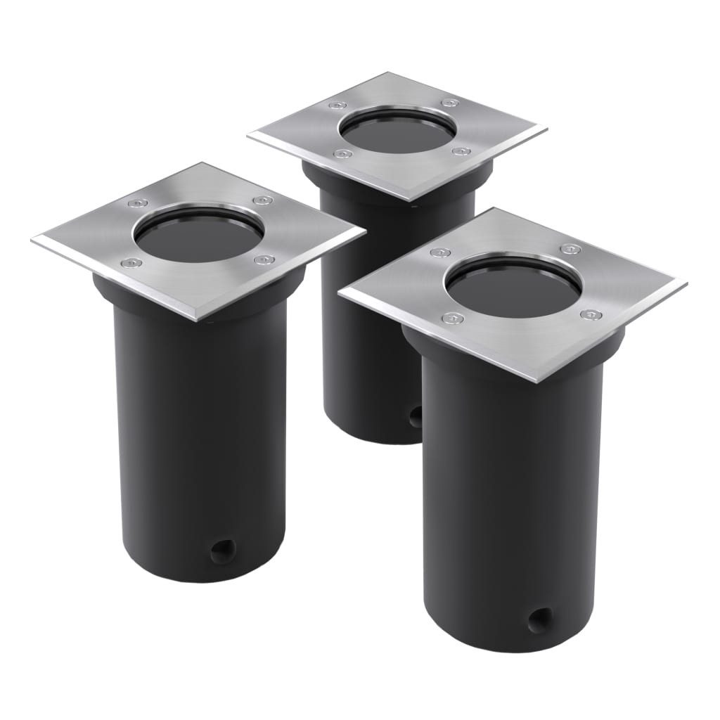 vidaXL Einbauleuchte Outdoor Bodenleuchten 3 Stk. Quadratisch