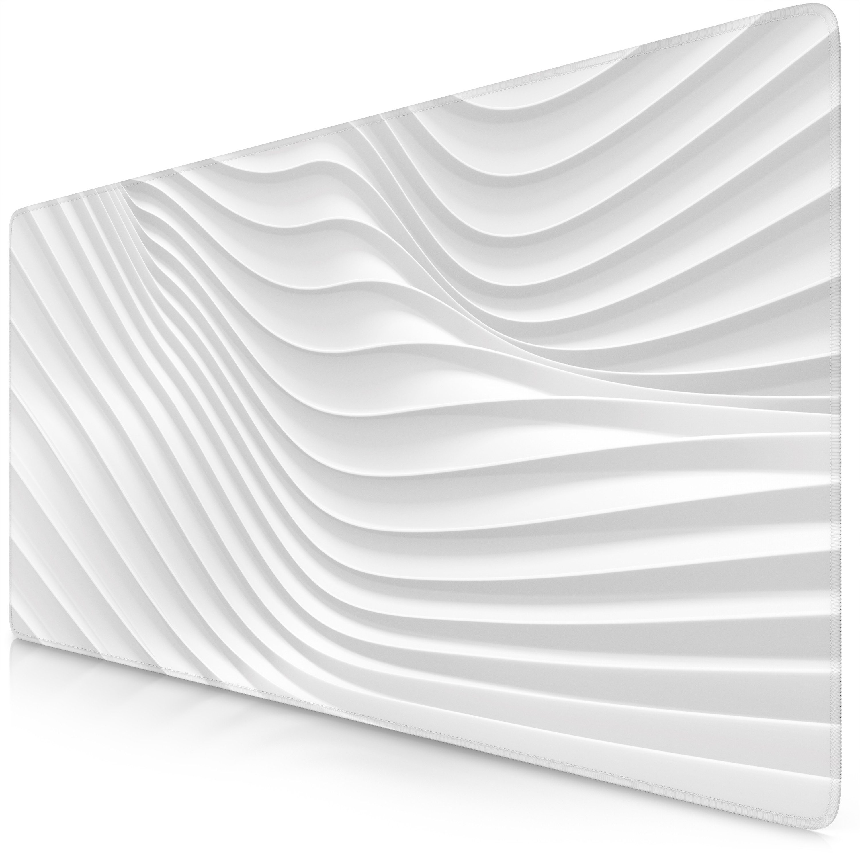 Titanwolf Gaming Mauspad XXL Speed Mousepad 900 x 400 x 3 mm, Schreibtischauflage, abwaschbar, rutschfeste Rückseite, Geschwindigkeit & Präzision, White Wave