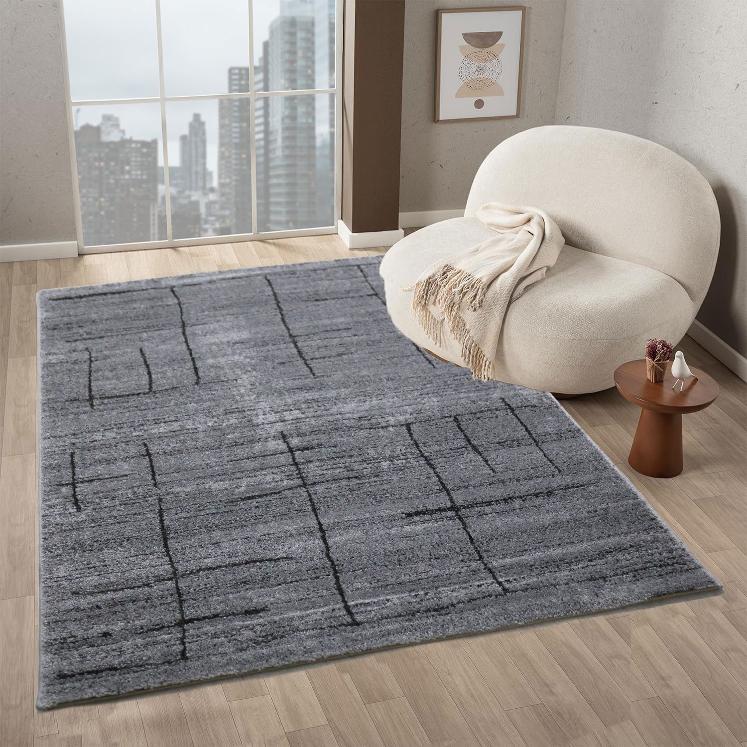 Vimoda Teppich Boho und skandinavischen Stil, Creme & Grau, Rechteckig, Höh günstig online kaufen