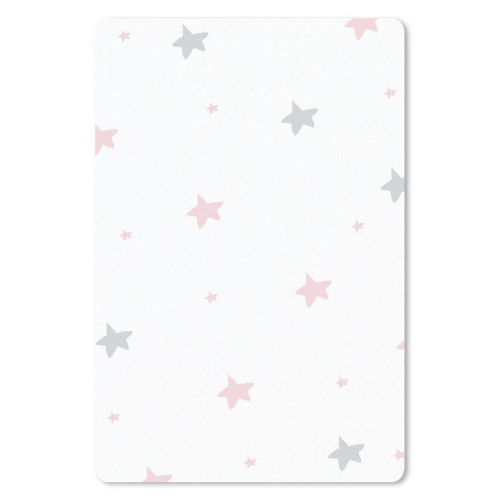 MuchoWow Mauspad Illustration mit einem Muster aus rosa und grauen Sternen auf einem (1-St) Gaming Mousepad Büro 18x27 cm Mausunterlage
