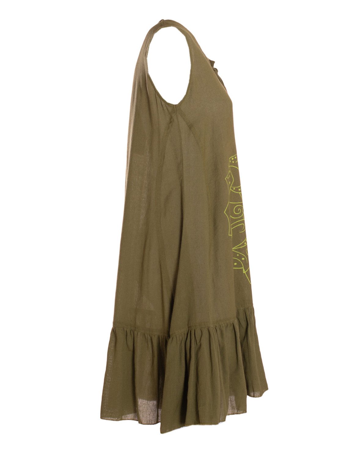 Vishes Tunikakleid Damen Hängerkleid Baumwolle Blumen Lagenlook mit Schnüren Holzperlen Alternative Bekleidung, Ethno, Hippie, Retro Style