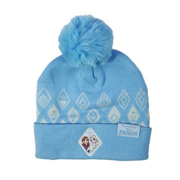 Disney Bommelmütze Die Eiskönigin Elsa Anna Kinder Wintermütze plus Handschuhe Gr. 52 oder 54