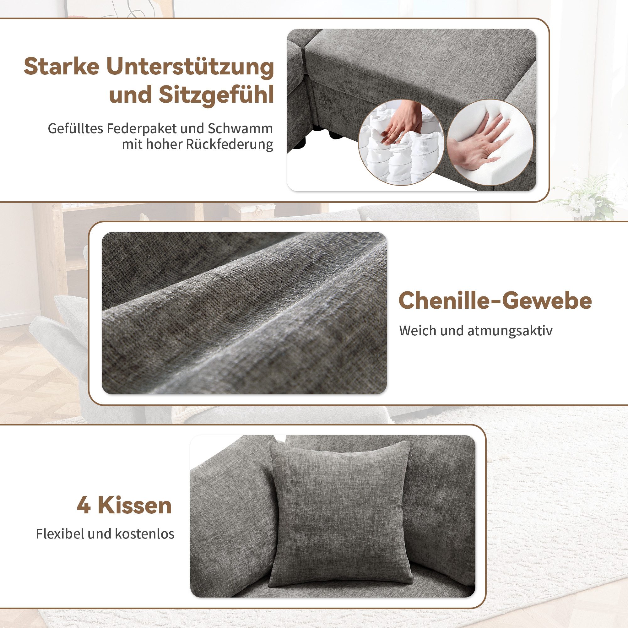 i@home Ecksofa L-förmiges Sofa, 3-Sitzer-Schlafsofa, mit günstig online kaufen