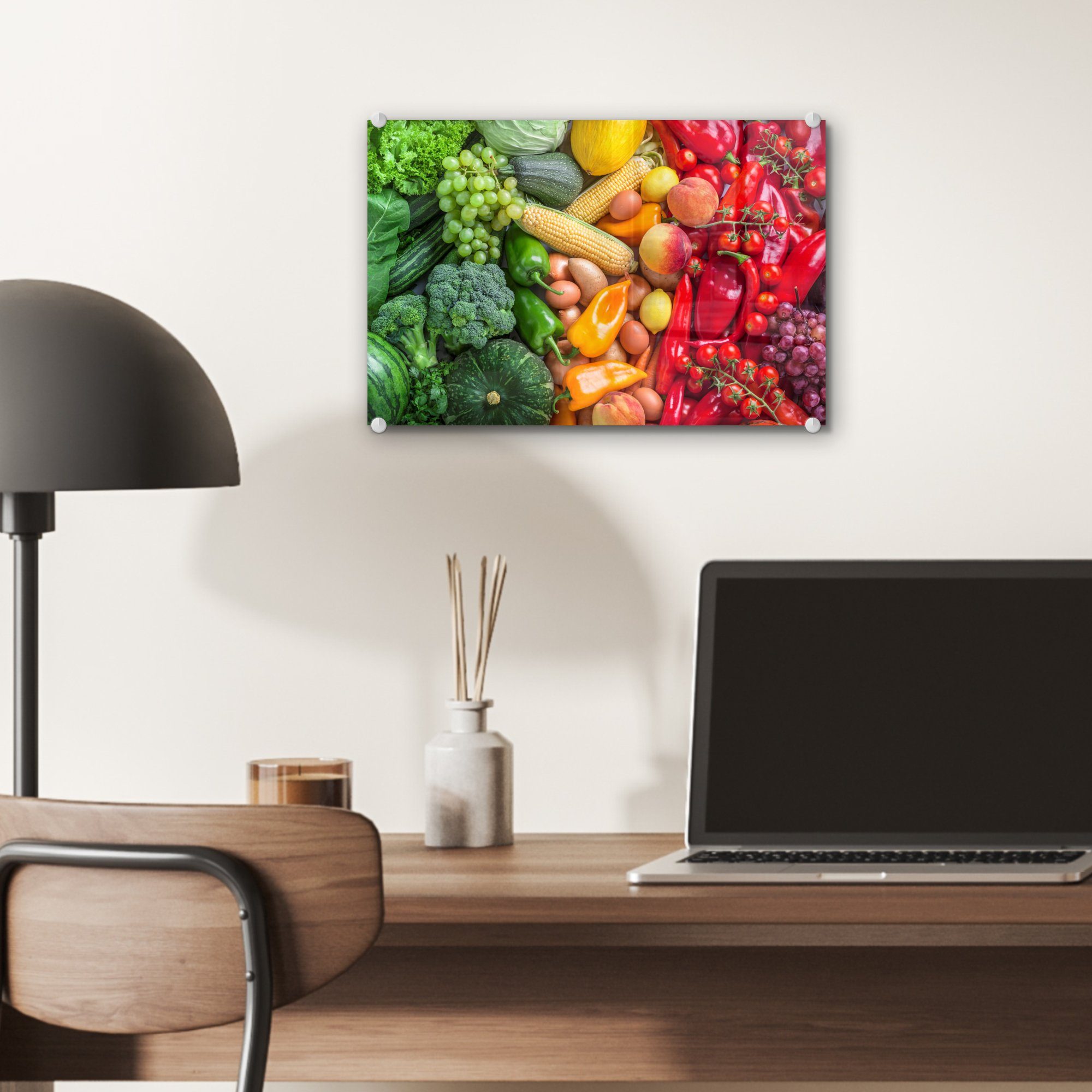 Bilder Glasbilder - Gemüse Glas (1 - Wanddekoration - Regenbogen, Glas - St), auf Wandbild Acrylglasbild Obst Foto auf MuchoWow -