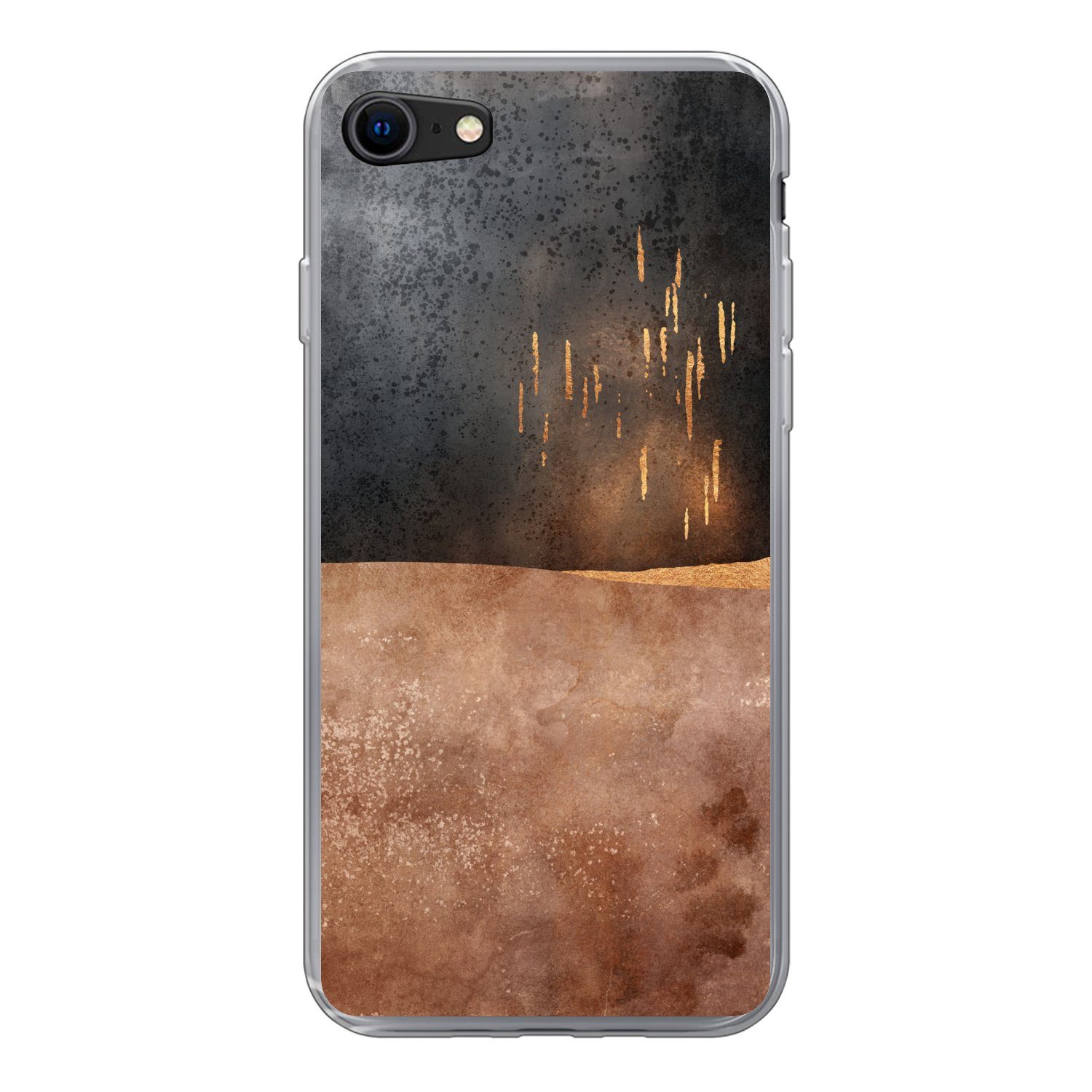 MuchoWow Handyhülle für Apple iPhone 8 Abstrakt - Gold - Design, Smartphone-Bumper, Print, Handy Schutzhülle Dünn