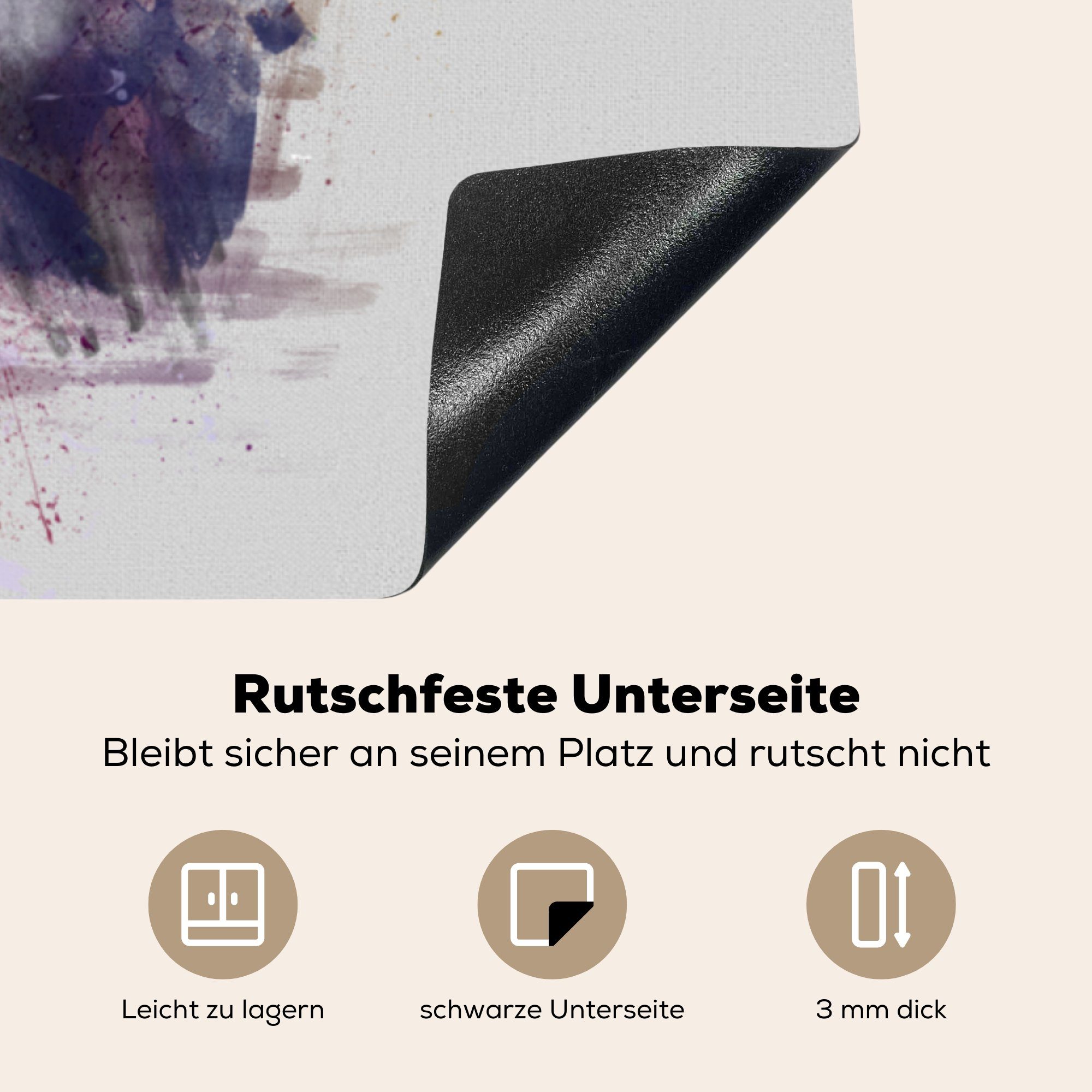 MuchoWow Herdblende-/Abdeckplatte Löwe - - (1 Vinyl, cm, küche Farben Arbeitsplatte Ceranfeldabdeckung, tlg), für Weiß, - Schwarz 78x78