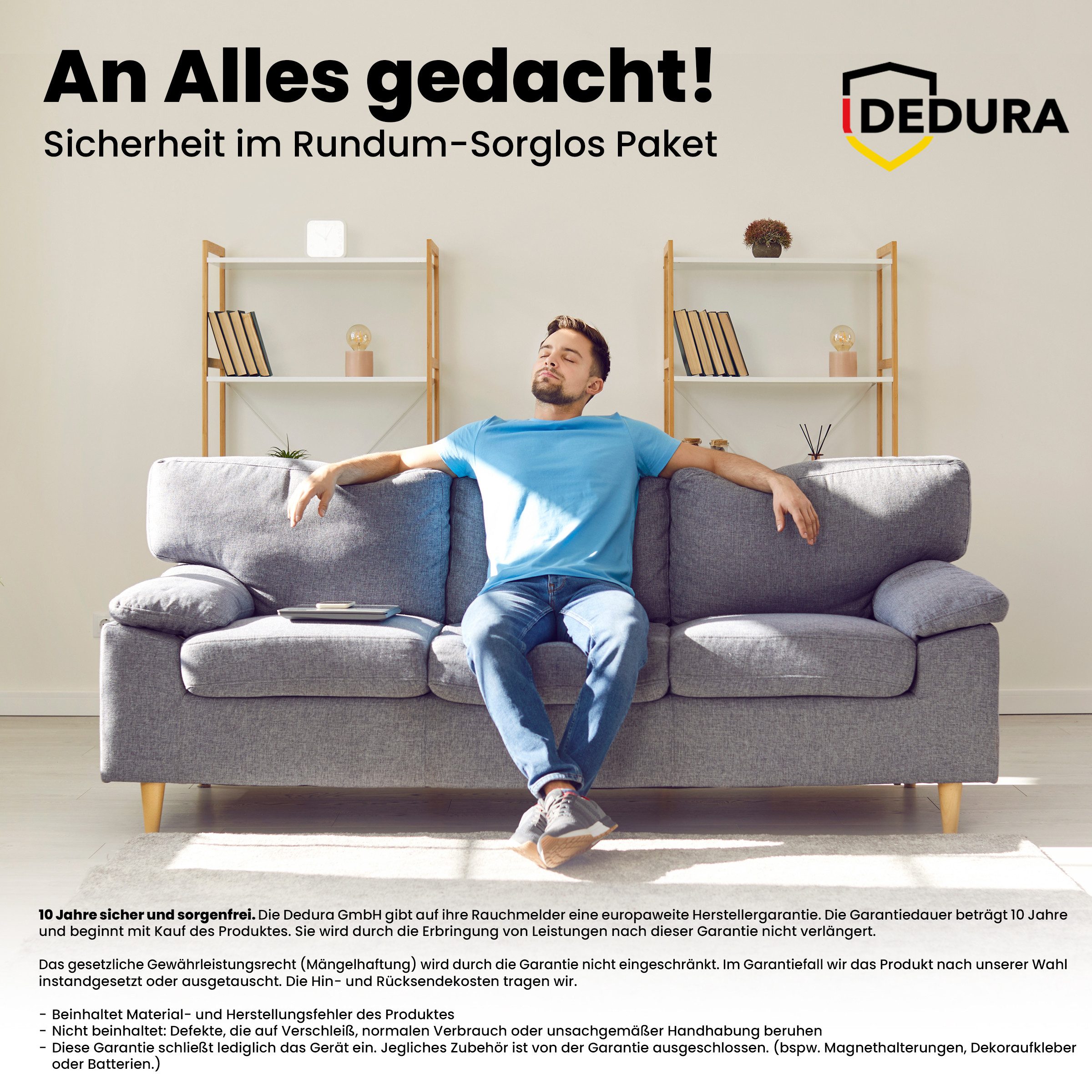 dedura Rauchmelder (Set inkl. Magnethalter mit 10 Jahre Garantie BSI Zertifiziert EN14604)