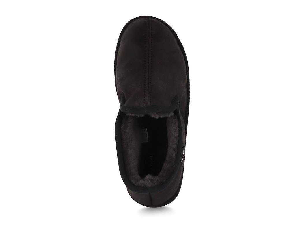 Shepherd Bosse Herren Lammfellhausschuh, matt black, Winterschuhe Hausschuh Winter, slipper, temperaturregulierend, Dunkelbraun