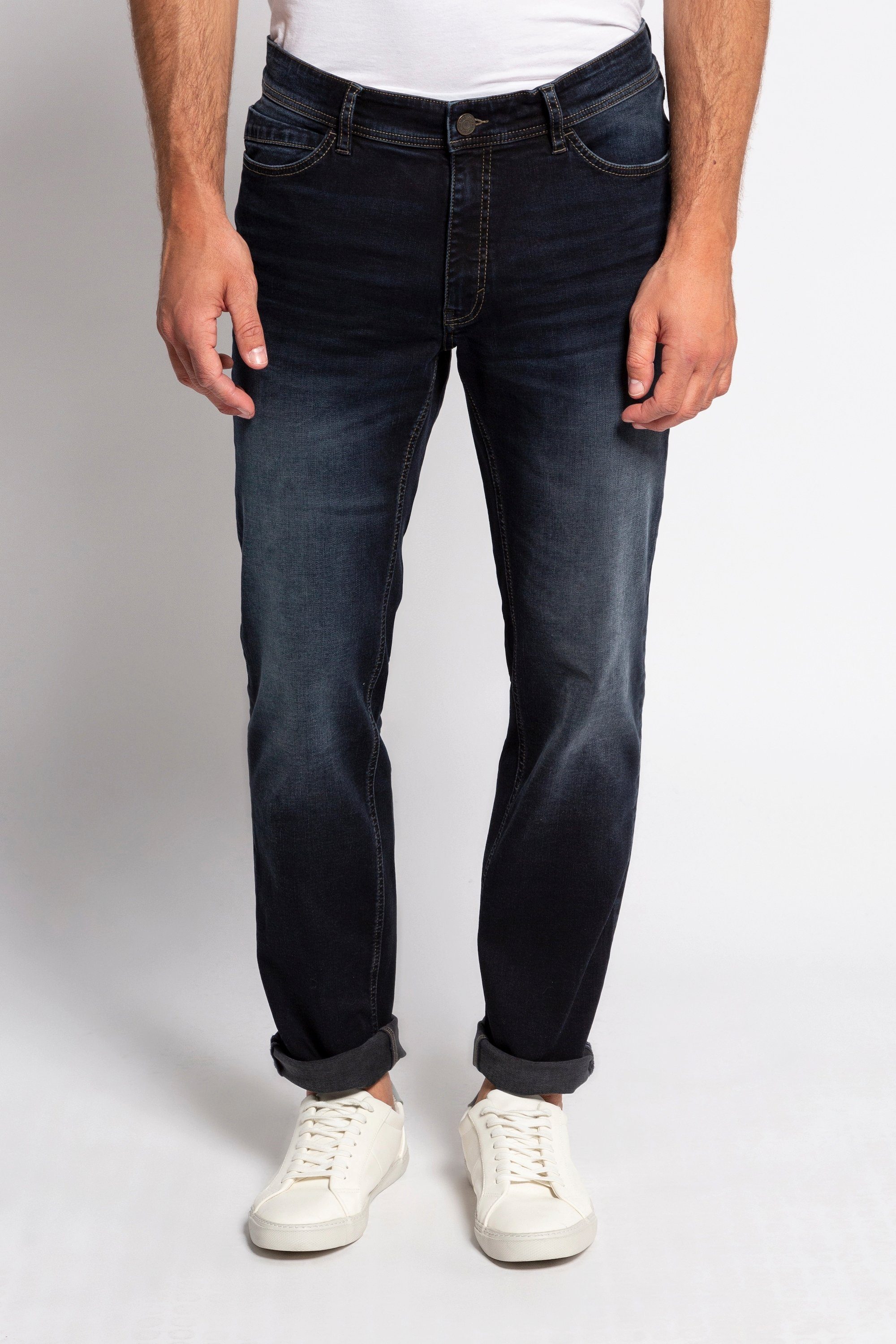 JP1880 Cargohose Jeans FLEXNAMIC® Bauchfit 5-Pocket Straight Fit dark blue denim