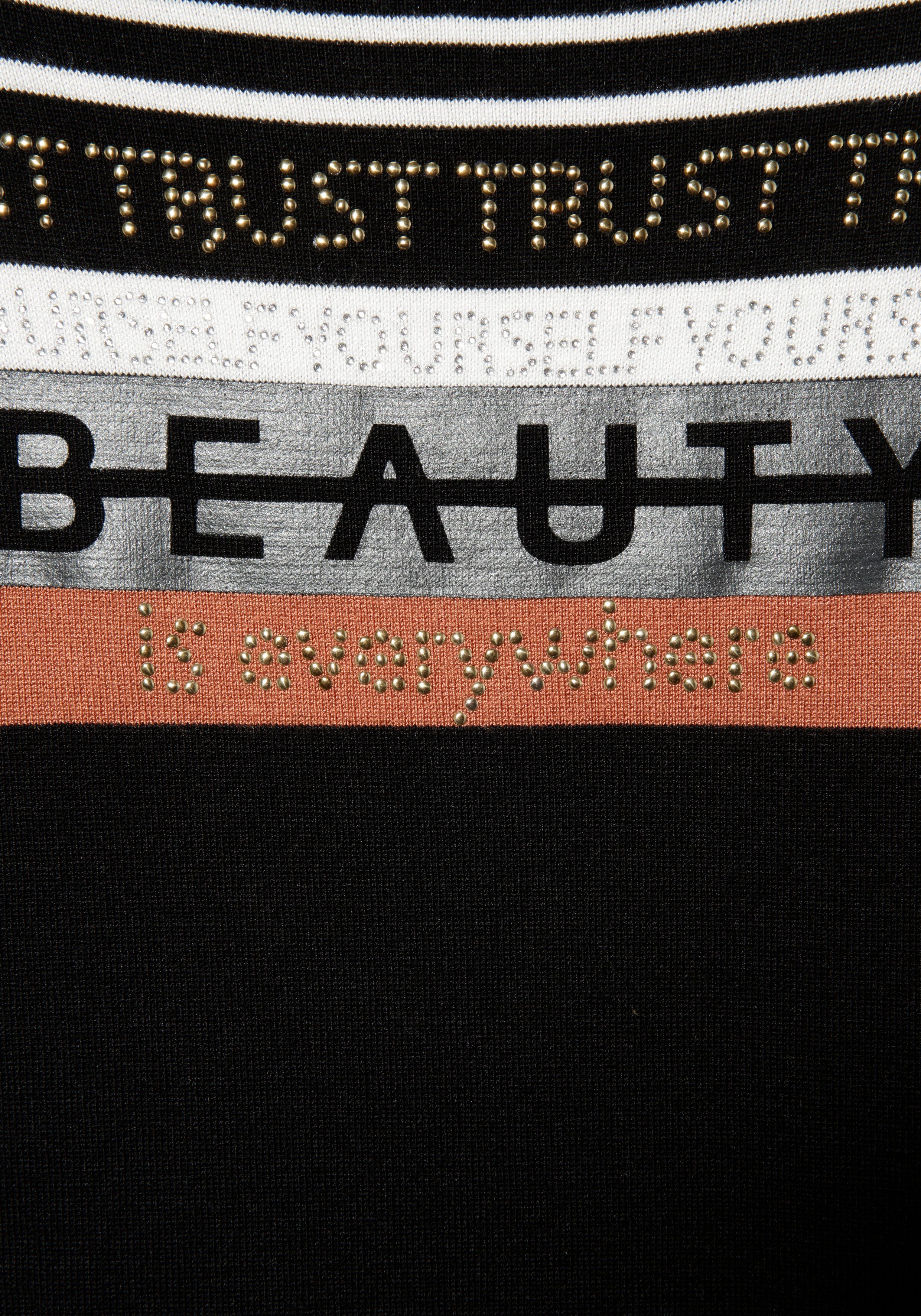 Laura Scott Strickpullover in Streifen-Design mit Glitzersteinen