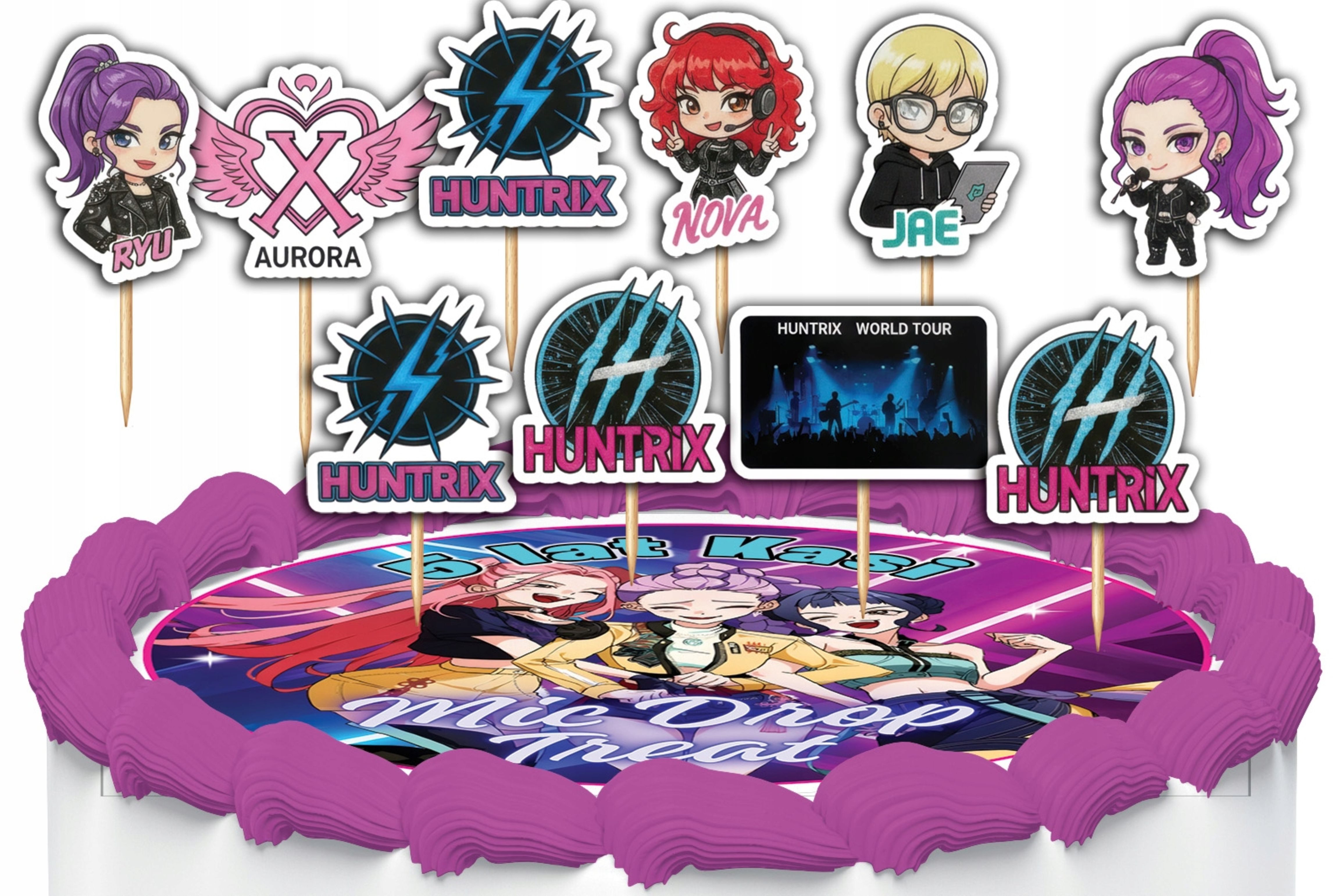Festivalartikel Tortenstecker Kuchen Topper Set Huntrix Saja Boys K-Pop – 10 Stück Tortendeko, (1-tlg)