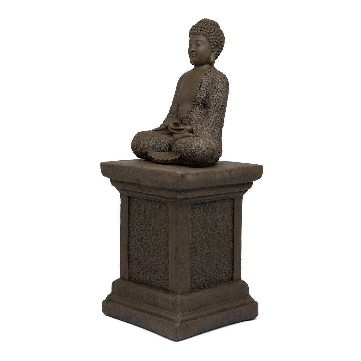 Tiefes Kunsthandwerk Buddhafigur Buddha winterfest, aus Statue, Germany in braun Säule frostsicher, - mit Stein Made Figur