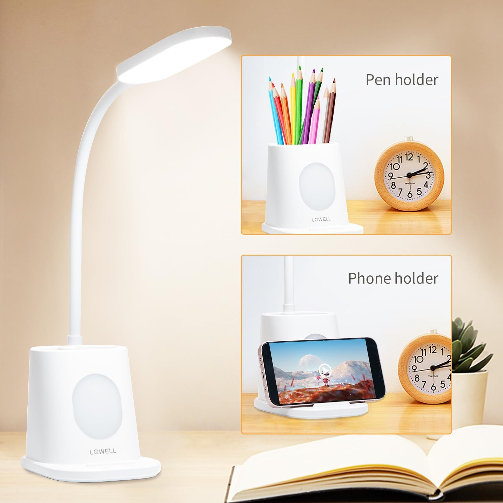 LQWELL LED Schreibtischlampe 4 in 1 LED Schreibtischlampe USB Aufladbar, LE günstig online kaufen