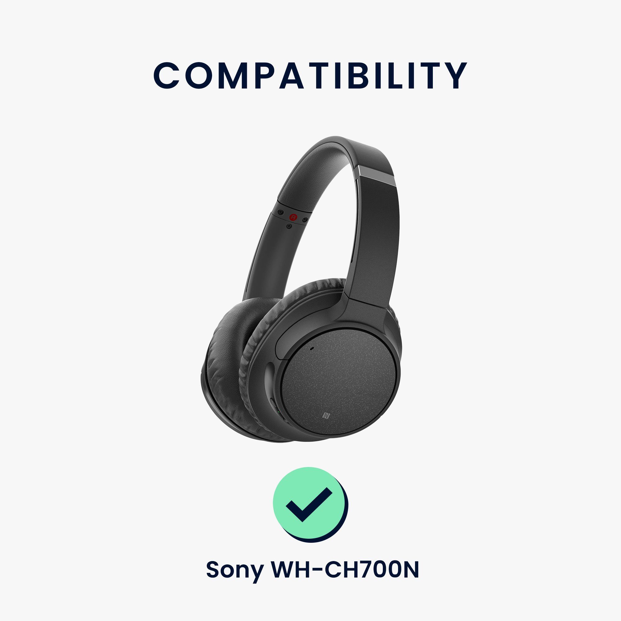 kwmobile 2x matt - WH-CH700N (Ohrpolster Headphones) Kopfhörer Over Sony Kunstleder für Polster Schwarz Ohr Ear für Polster Ohrpolster