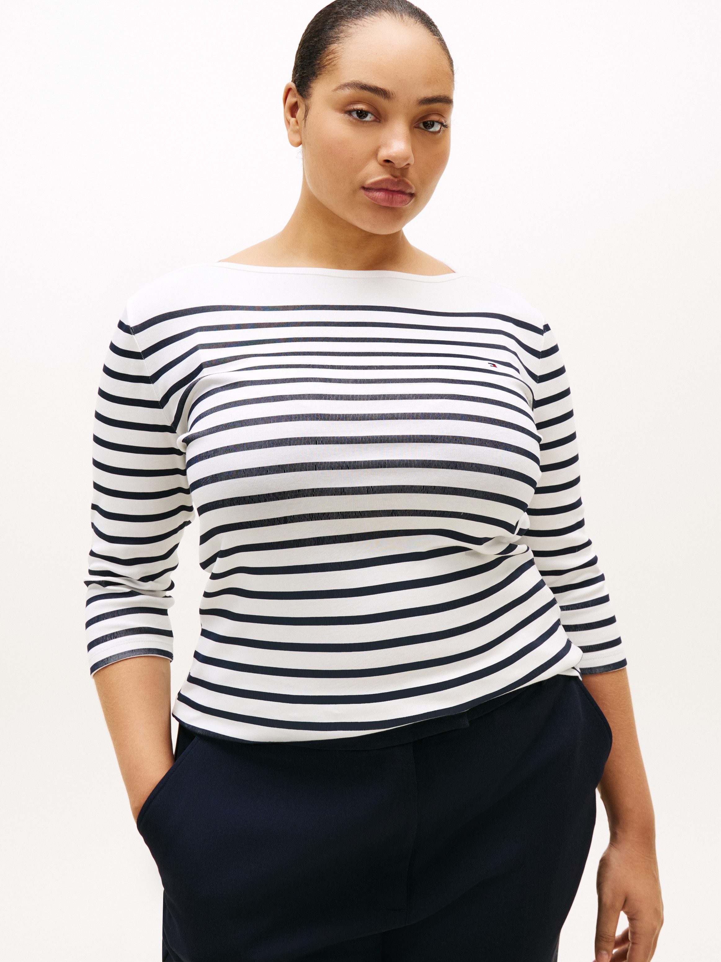 Tommy Hilfiger Curve T-Shirt CRV SLIM CODY BOAT-NK 3/4SLV in Großen Größen, günstig online kaufen