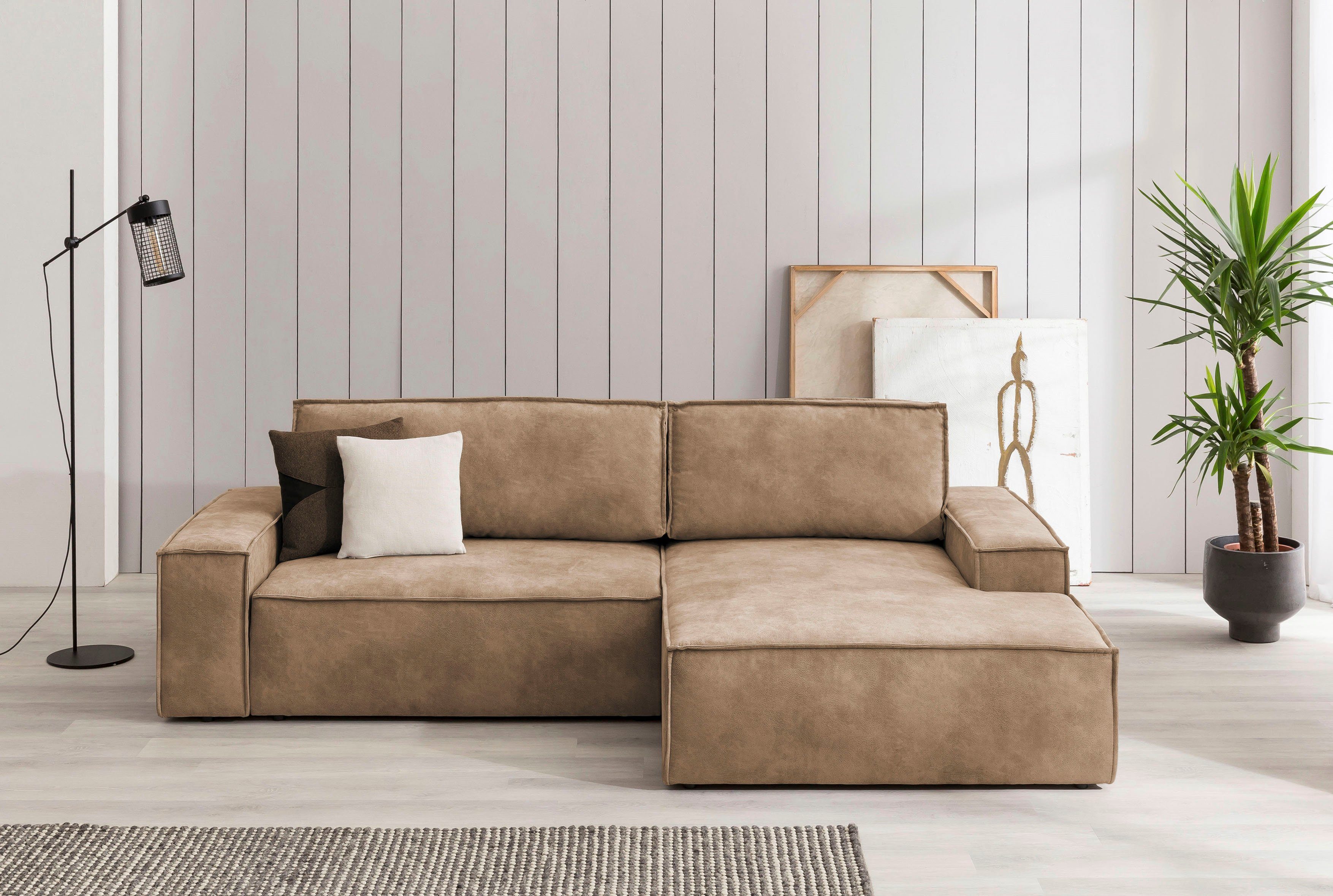Home affaire Ecksofa SHERWOOD Schlafsofa 267 cm, L-Form, Schlaffunktion mit günstig online kaufen
