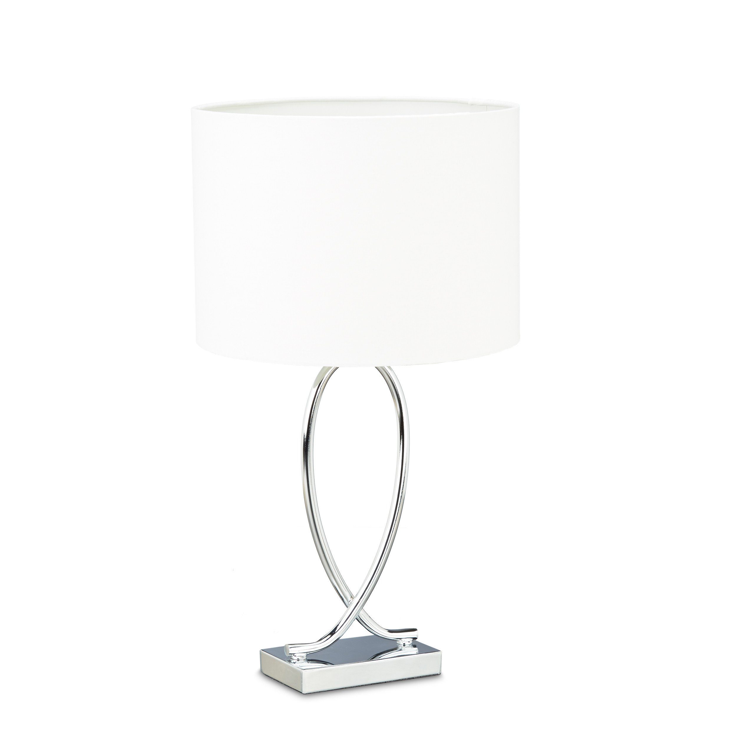 relaxdays Tischleuchte Tischlampe silber mit Schirm günstig online kaufen